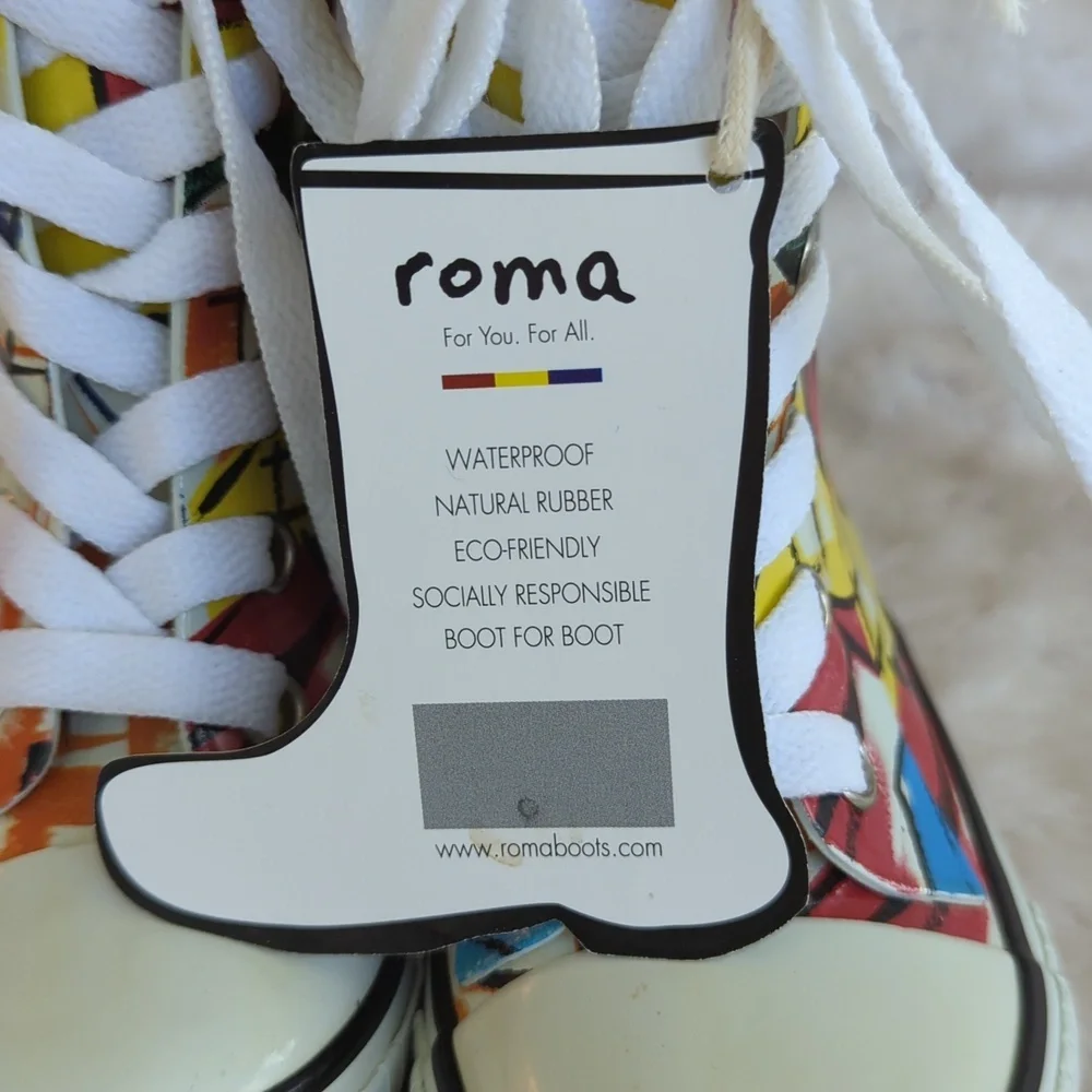 ROMA | Unisex Ilona Kids Art 1 Rainboots, Size 7, Multicolor